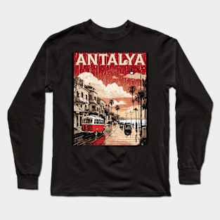 Antalya Turkey Rainy Night Vintage Retro Travel Tourism Long Sleeve T-Shirt